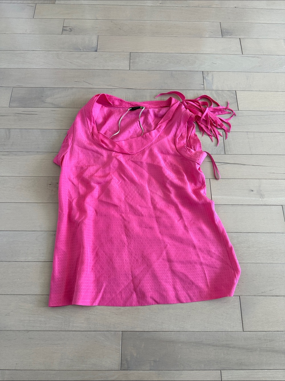 Leifsdottir Pink Top With Fabric Strip Bow